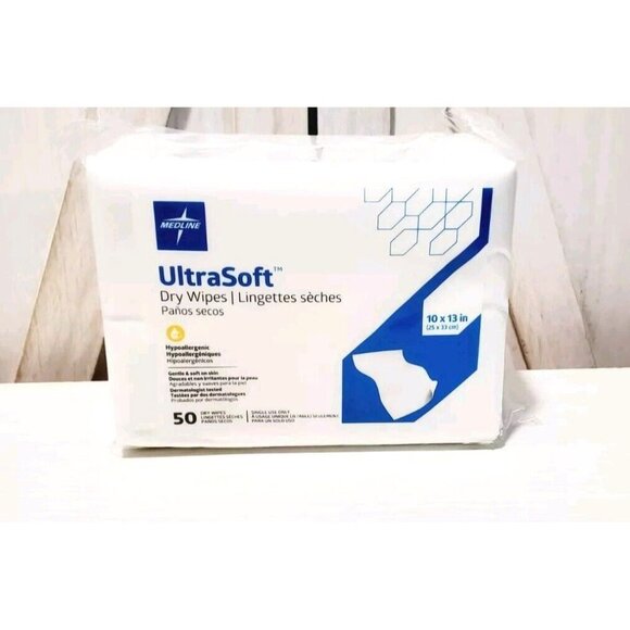 *50-Pieces* Medline UltraSoft Dry Disposable Wipes 10" x 13" ULTRASOFT1013 - Picture 1 of 3